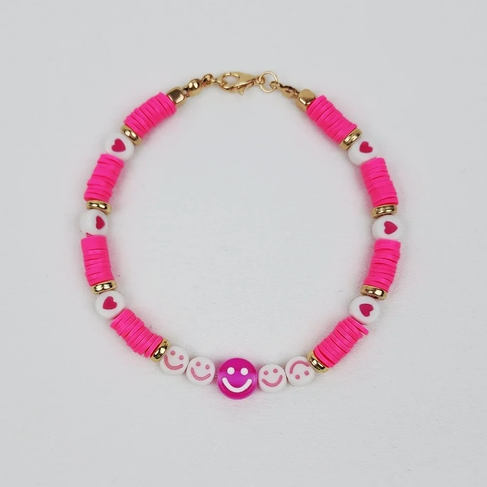 Handmade Smiley Face Heart Bracelet